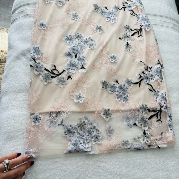 Pink and silver blue formal cocktail dress - Picture 4 of 5